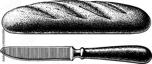 Vintage bread and butter knife design for culinary art and kitchen decor