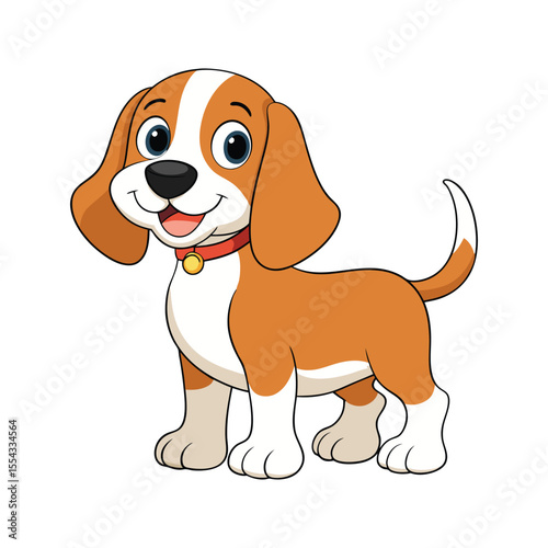 Happy Beagle dog with floppy ears vector illustration isolated on white background