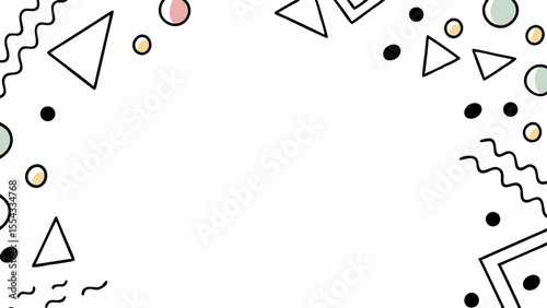 Geometric shapes and patterns scattered on a white background creating a playful and modern design look created with generated ai