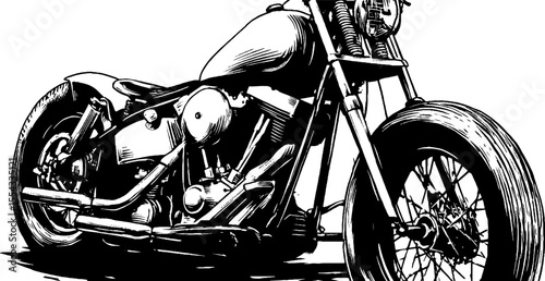 Vintage motorcycle silhouette with detailed exhaust design for retro enthusiasts
