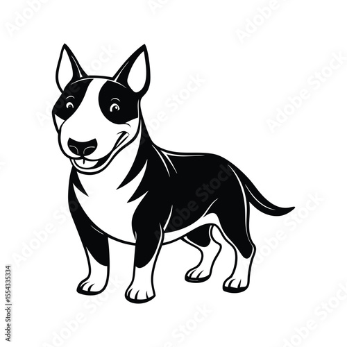 Happy Bull Terrier silhouette isolated on white background