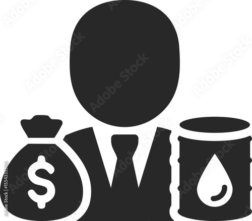 Gas trader solid icon used in fuel business, oil investment, and energy economy designs.