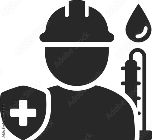 Safety officer solid icon used in oil industry, fuel operations, and energy protection systems.