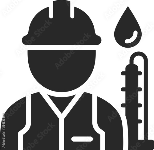 Pipeline technician solid icon used in oil transport, fuel systems, and energy infrastructure designs.