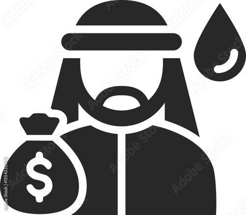 Oil merchant solid icon used in petroleum trade, fuel business, and energy investment designs.