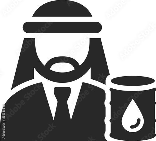 Oil investor solid icon used in petroleum business, energy finance, and fuel industry designs.