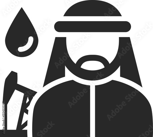 Oil tycoon solid icon used in petroleum industry, fuel economy, and energy investment designs.