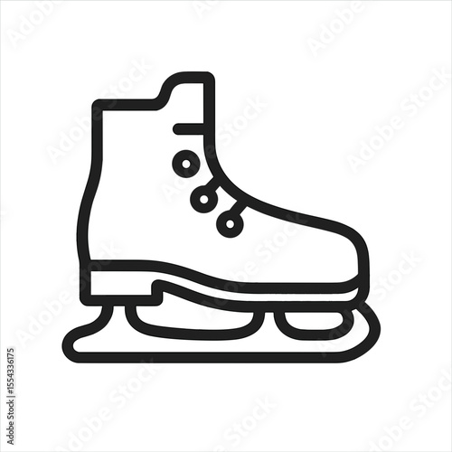 Ice skate icon in simple design with black outline on white background  