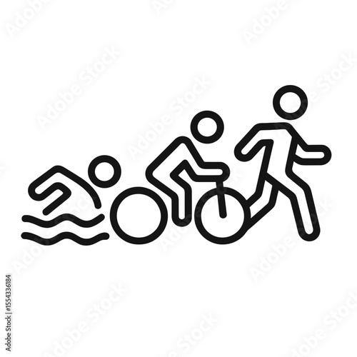 Triathlon athlete participating in swimming, cycling, and running  