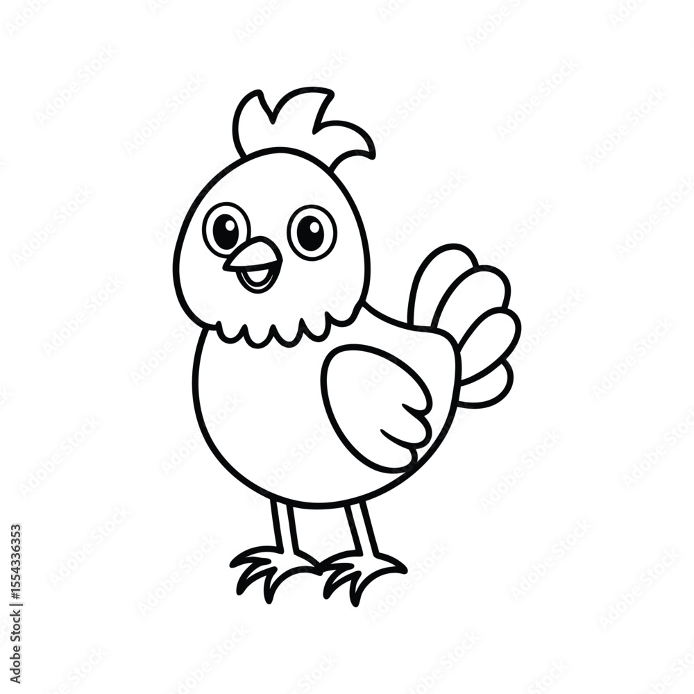 Fototapeta premium Happy cartoon hen silhouette isolated on white background