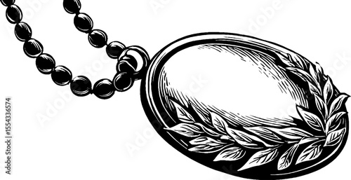 Elegant oval cameo frame with laurel wreath and bead chain for vintage design