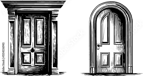 Classic panelled door set in vintage style for architectural design