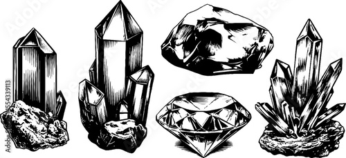 Elegant collection of polished gemstones and faceted cut stones for creative design projects