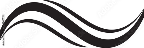 Black and white design features three smooth, wavy, flowing lines for a modern and dynamic abstract decoration.