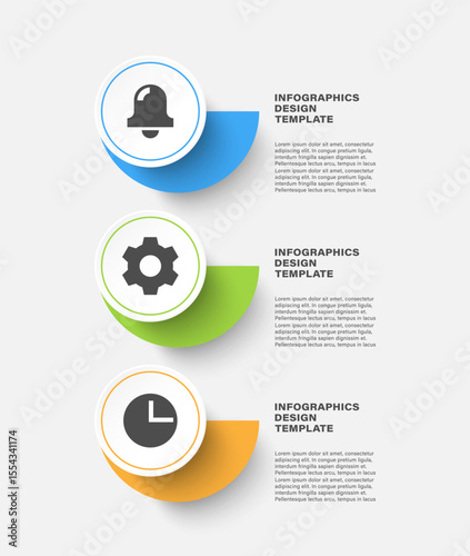 Three options vector vertical infographic template. Infographic layout for business presentations with icons