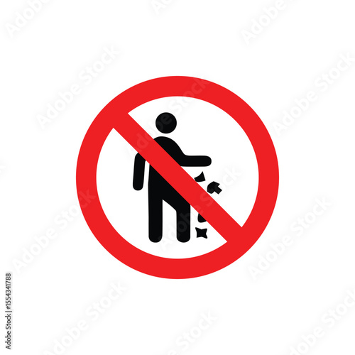 No Littering Warning Sign Vector Icon