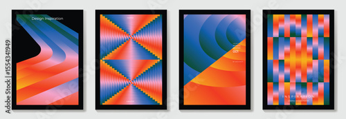 Tableau sur toile Rainbow bridge gradient poster background vector set