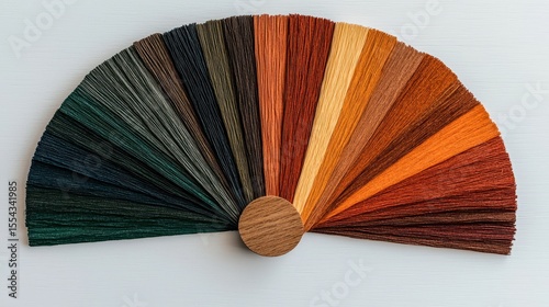 Earthy Color Palette Fan Display on Wooden Background