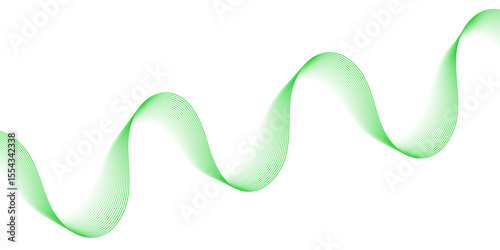 Abstract background with lines and waves. Medium banner size. Element for design isolated on white. Vector background for brochure, booklet, flyer, poster. White and green gradient