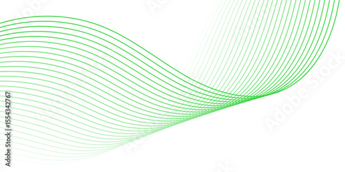 Abstract background with lines and waves. Medium banner size. Element for design isolated on white. Vector background for brochure, booklet, flyer, poster. White and green gradient