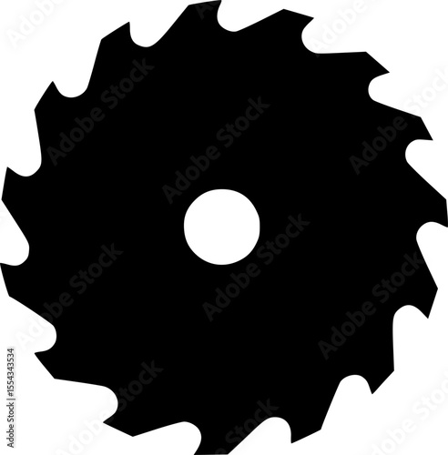Silhouette of a circular saw blade for cutting wood and other materials
