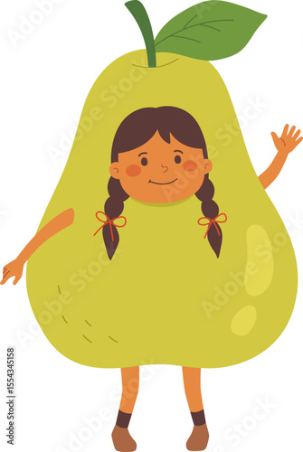 Kid Wearing Pear Costume

