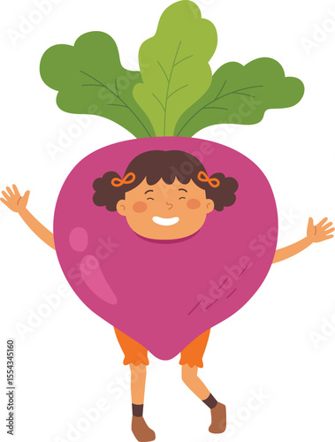 Kid Wearing Radish Costume

