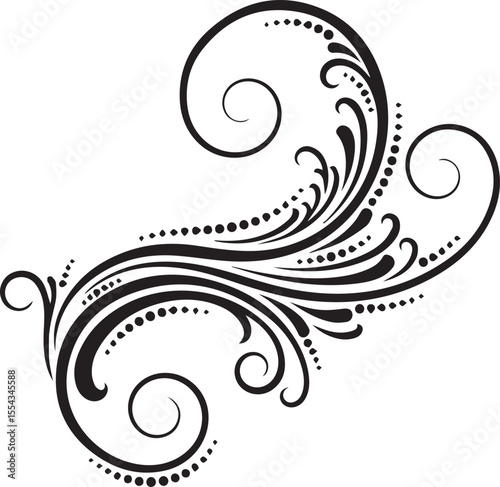 Graceful flourishes and swirls cascade in an elegant vector design, a beautiful flourish ideal for invitations or decoration.