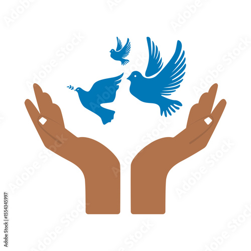 International day of peace with earth as a symbol of peace, peace dove. Vector white dove world peace symbol