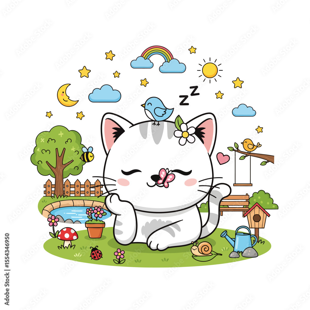 Obraz premium Cute Cat Icon Very Cool Design