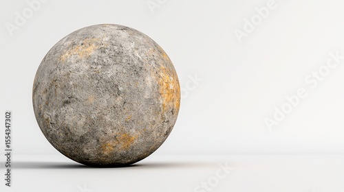 Grey Orange Speckled Sphere 3D Render on White Background