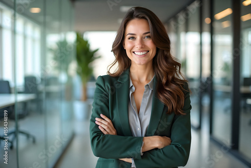confident businesswoman modern office professional portrait meeting entrepreneur smart women happy colleague businessperson startup creative working female