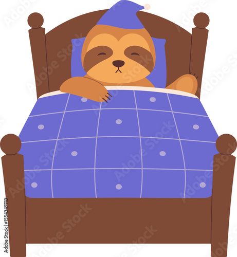 Cute Sloth Sleeping in Bed

