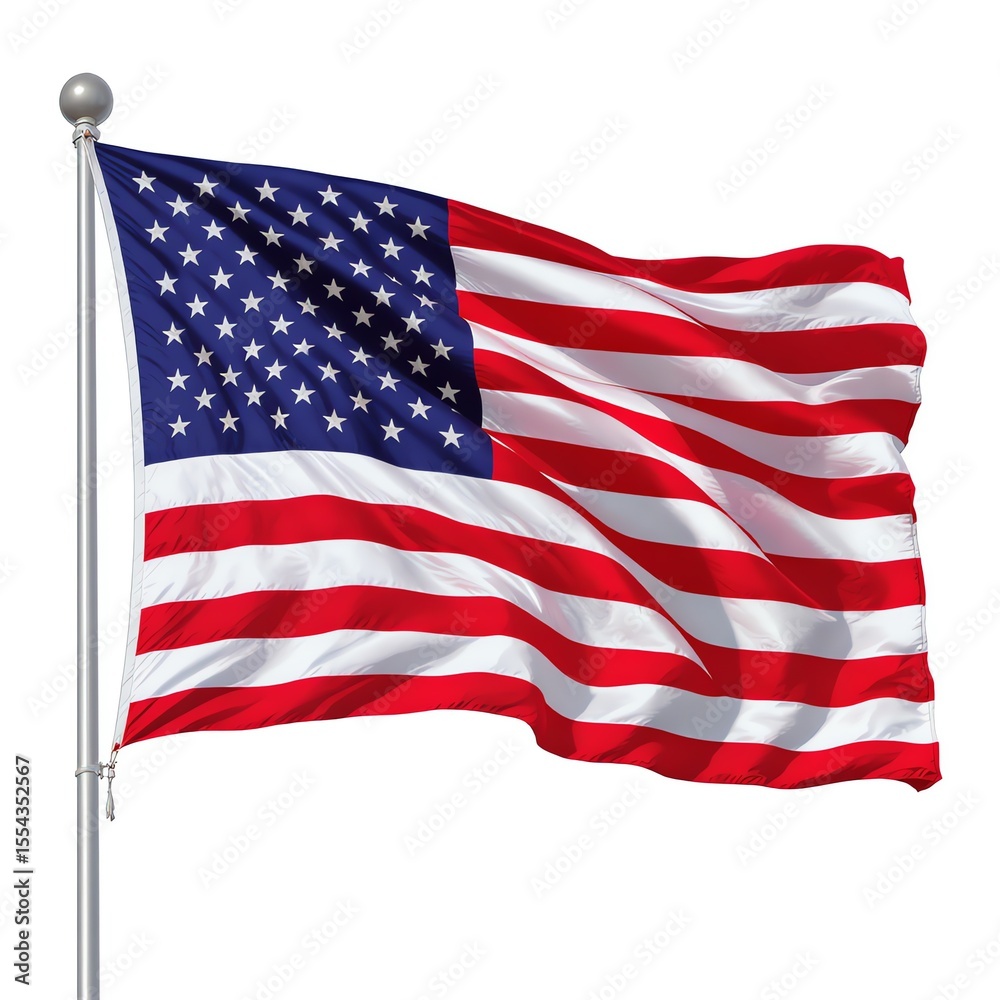 Fototapeta premium American flag waving against white background