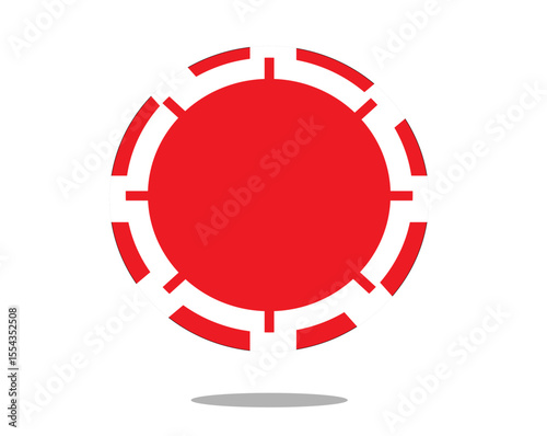 
a red casino chip on a white background,