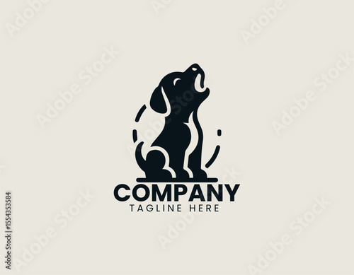 Cute Howling Puppy Adorable Canine Pet Lover Vector Logo Design
