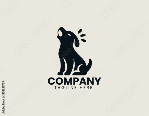 Cute Howling Puppy Adorable Canine Pet Lover Vector Logo Design