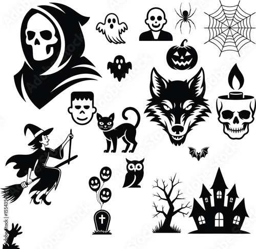 Classic Halloween Silhouette Icon Set