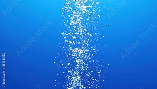 Vertical Stream Of Bubbles Rising In Water