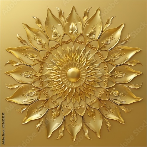 Golden Floral Mandala 3D Design  Luxury Ornament