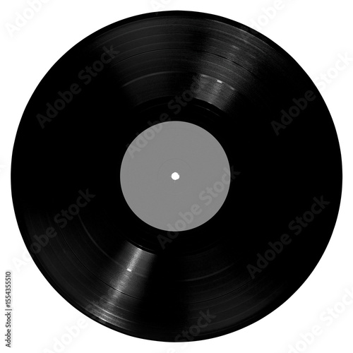 Vintage Vinyl Record Texture: Glossy Surface with Center Gray Label for Music Album Covers and Streaming App Design