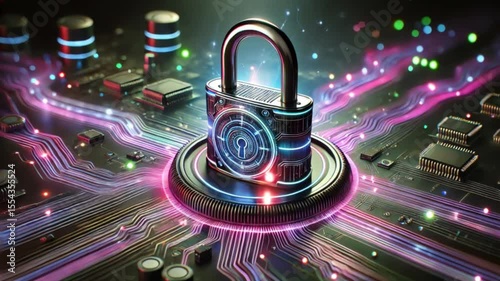 Wallpaper Mural Futuristic glowing padlock on digital circuit board representing cybersecurity and data protection
 Torontodigital.ca