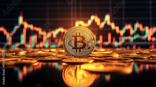 Wallpaper Mural Shiny Bitcoin coins scattered on reflective surface symbolizing cryptocurrency and wealth
 Torontodigital.ca