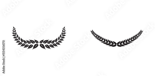 Laurel Wreath floral emblem created in V shape. Heraldic Coat of Arms decorative logo isolated vector illustration.