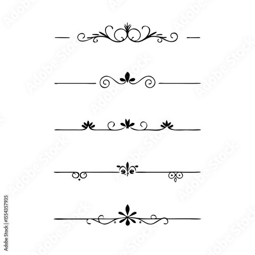 Decorative simple divider. Text dividers retro minimal line separators,  Vector isolated geometric wedding card heart separator elements set. Text dividers. . Hand drawn vector illustration. 
