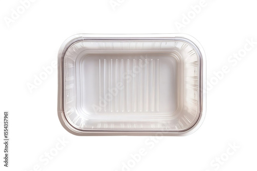 Top view of disposable clamshell container isolated on transparent background