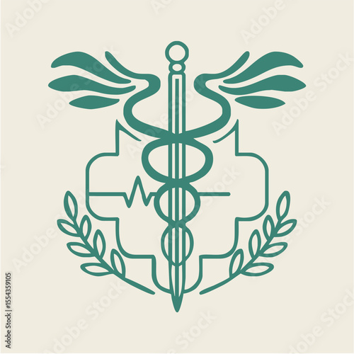 Medical Logo with Caduceus, H...