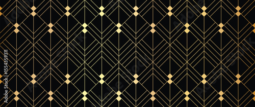 Luxury art deco pattern background vector. Abstract elegant art nouveau with delicate golden geometric line vintage decorative minimalist. Design illustration for wallpaper, banner, card, packaging.