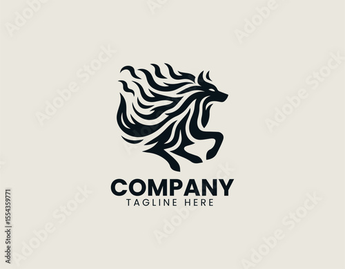 Fiery Flames Wolf Dynamic Primal Power Intense Hunter Vector Logo Design