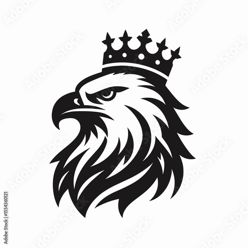 A Eagle Wear Princess Crown. Cartoon Animal Clipart Silhouette Vector Illustration Line Art Illustration. Bird adorn regal headgear sovereign diadem for avian creature.